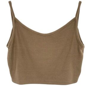 Joah Brown Tan Ribbed Crop Top